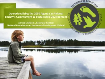 Operationalizing the 2030 Agenda in Finland: Societys Commitment to Sustainable Development