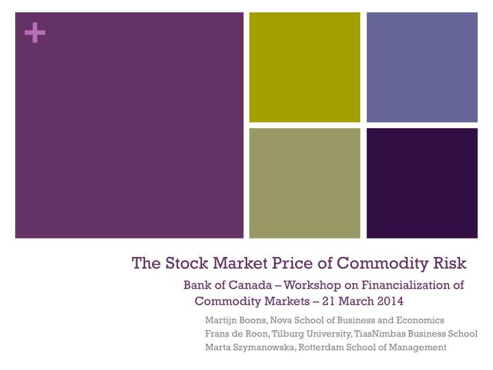 the stock market price of commodity risk bank of canada