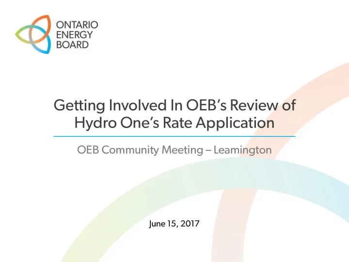 getting involved in oeb s review of hydro one s rate
