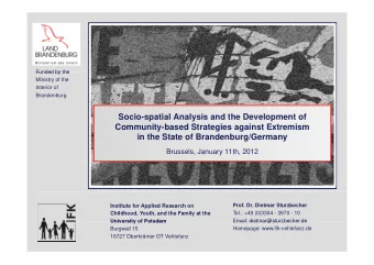Socio-spatial Analysis and the Development of  Community-based Strategies against Extremism  in the