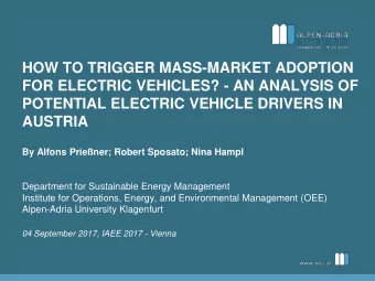 POTENTIAL ELECTRIC VEHICLE DRIVERS IN  AUSTRIA  By Alfons Priener; Robert Sposato; Nina Hampl