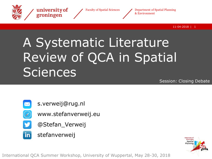 a systematic literature review of qca in spatial sciences