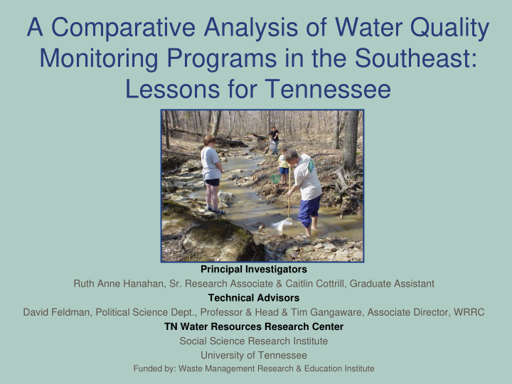 a comparative analysis of water quality monitoring