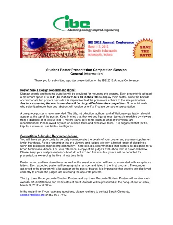 Student Poster Presentation Competition Session  General Information  Thank you for submitting a