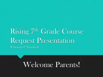 Rising 7 th Grade Course  Request Presentation (Current 6 th Graders)  Welcome Parents!  Me  Meet