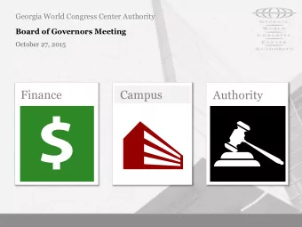 Authority  Georgia World Congress Center Authority Financial Snapshot  September 2015