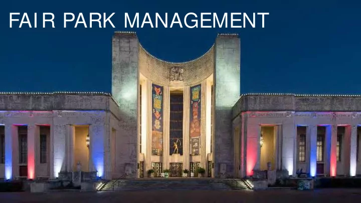 fair park management agenda