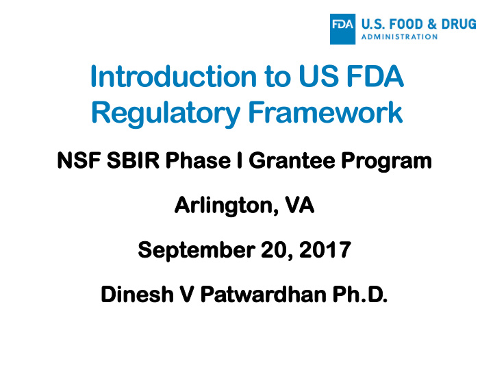 introduction to us fda regulatory framework