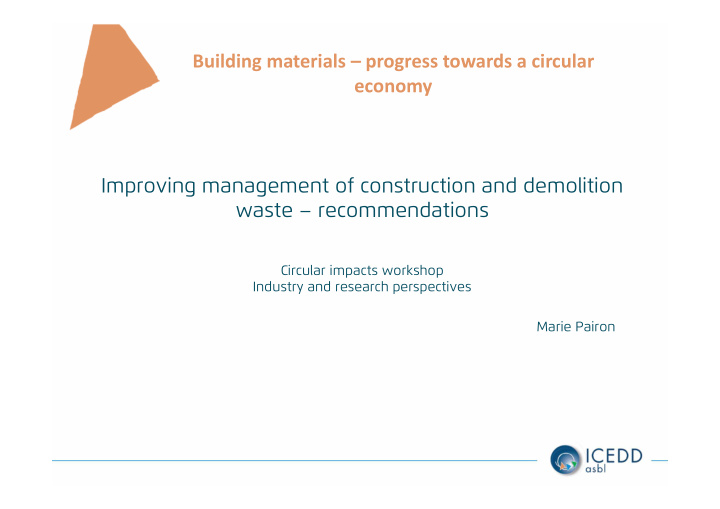 building materials progress towards a circular economy