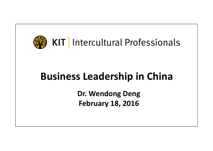 business leadership in china