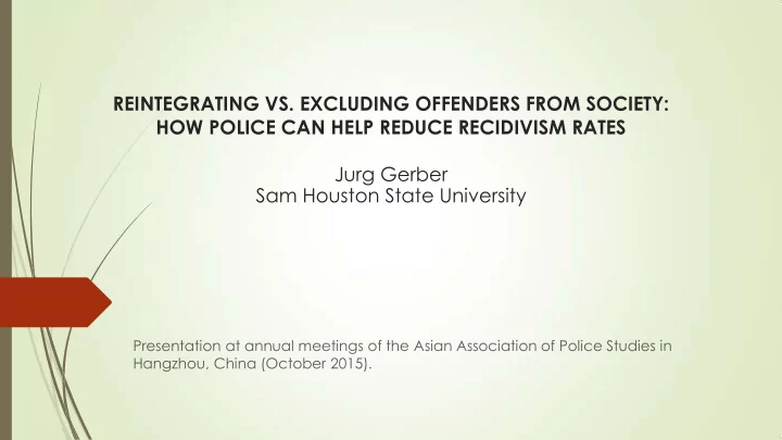 presentation at annual meetings of the asian association