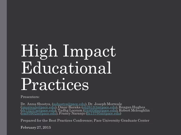 high impact educational