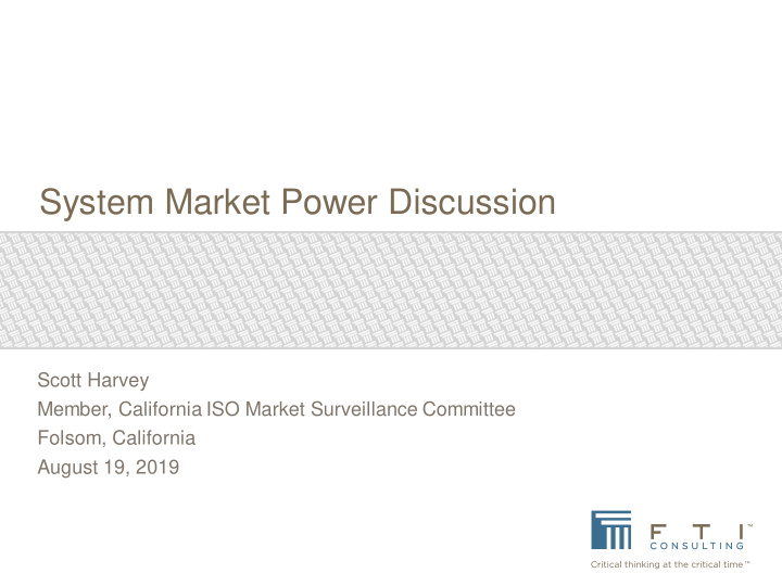 system market power discussion