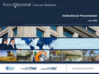 Institutional Presentation  June 2009  Agenda  Page 3  About Banco Daycoval  Page  4  Business