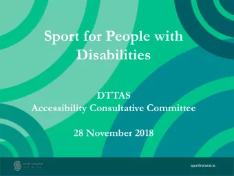Sport for People with  Disabilities  DTTAS  Accessibility Consultative Committee  28 November 2018