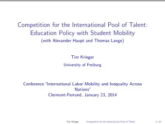 Competition for the International Pool of Talent:  Education Policy with Student Mobility  (with