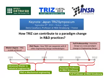 How TRIZ can contribute to a paradigm change in R&amp;D practices? Full Professorship : Inventive