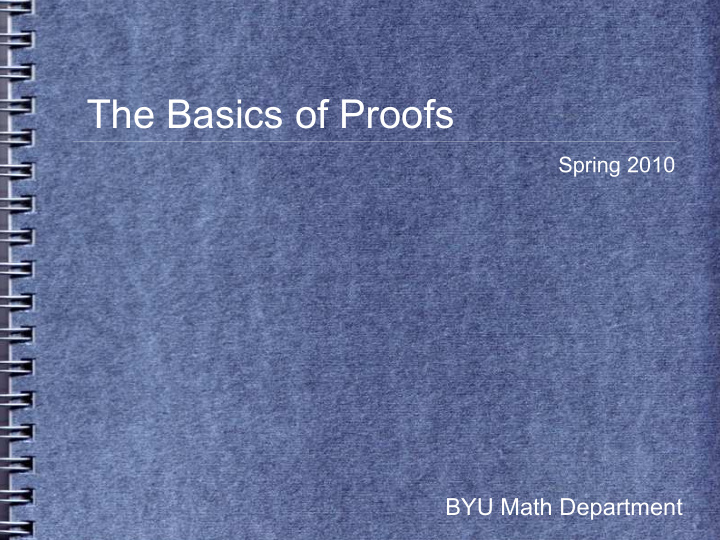 the basics of proofs