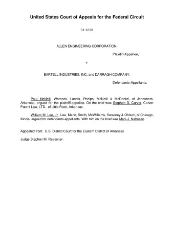 United States Court of Appeals for the Federal Circuit  01-1238  ALLEN ENGINEERING CORPORATION,