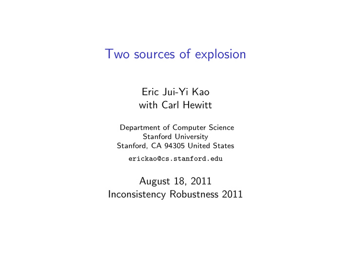 two sources of explosion