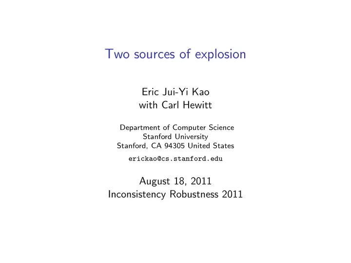 two sources of explosion