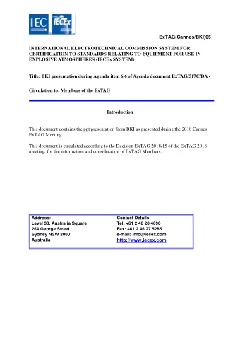 This document contains the ppt presentation from BKI as presented during the 2018 Cannes  ExTAG