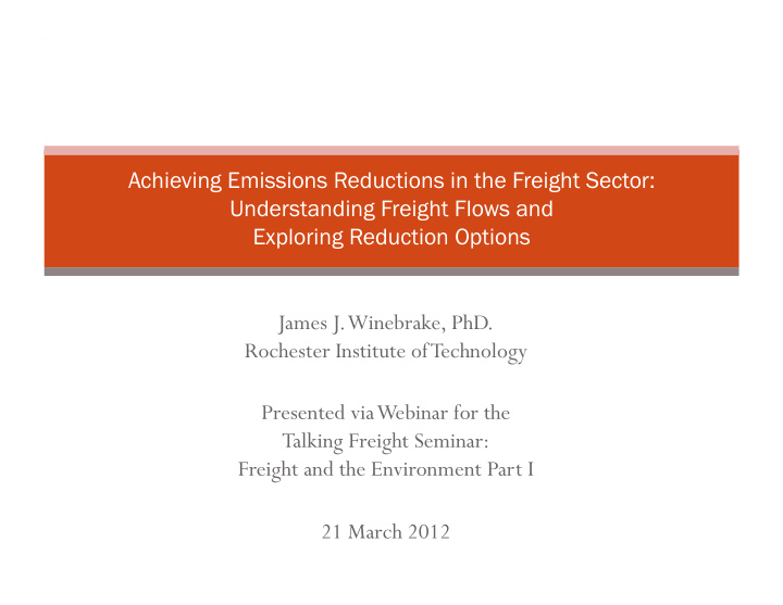 achieving emissions reductions in the freight sector