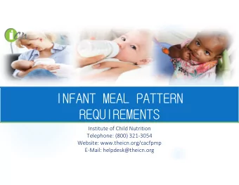 INFANT MEAL PATTERN  REQUIREMENTS Institute of Child Nutrition Telephone: (800) 321  3054