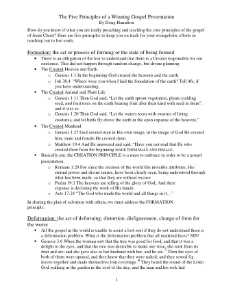 The Five Principles of a Winning Gospel Presentation  By Doug Hamilton  How do you know if what you