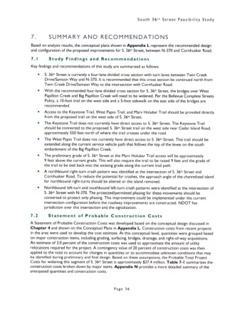 7. SUMMARY AND RECOMMENDATIONS Based on analysis results, the conceptual plans shown in Appendix L