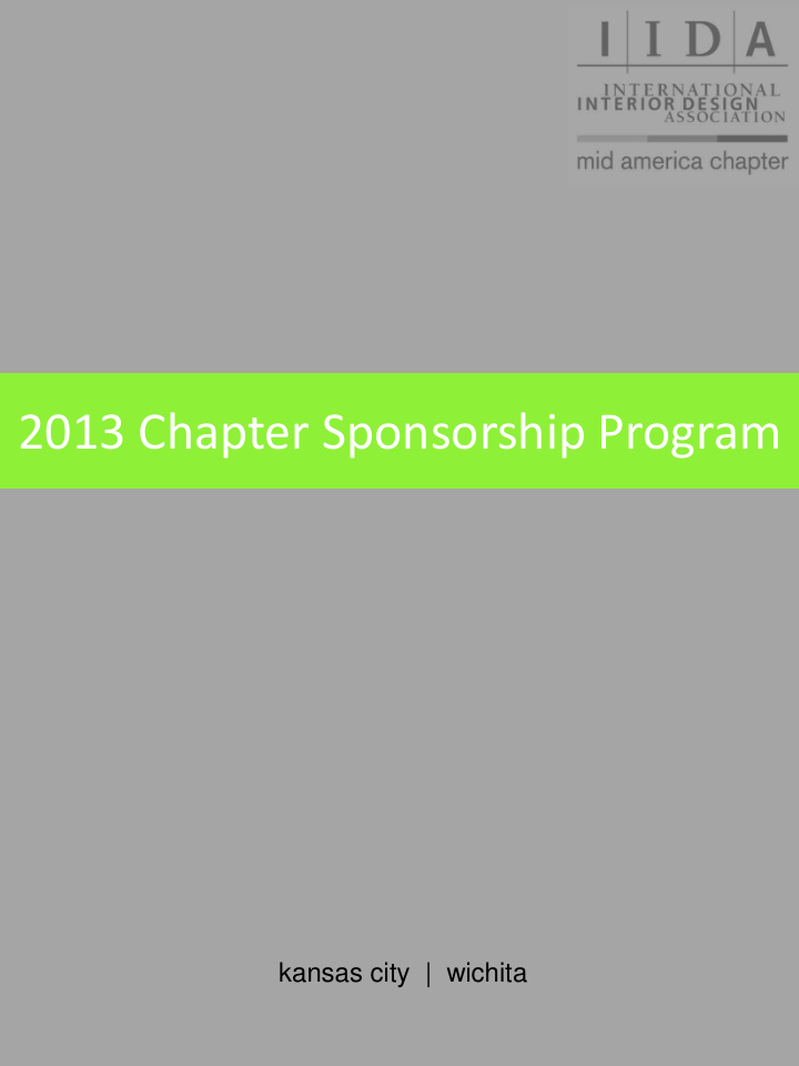 2013 chapter sponsorship program