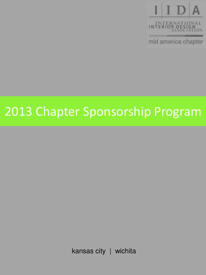 2013 chapter sponsorship program