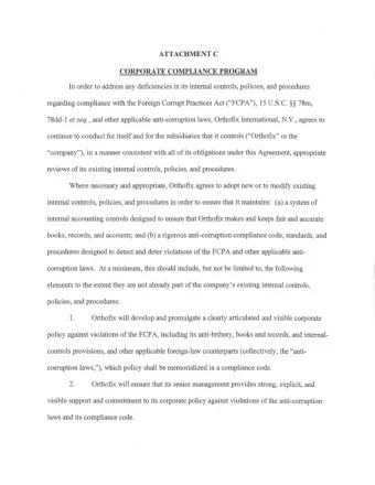 ( &quot;FCPA &quot;),  15  U.S.C.    78m,  Orthofix 78dd -1 et  seq.,  and  other  applicable