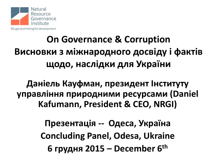 on governance corruption