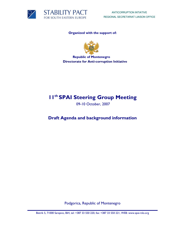 11 th spai steering group meeting