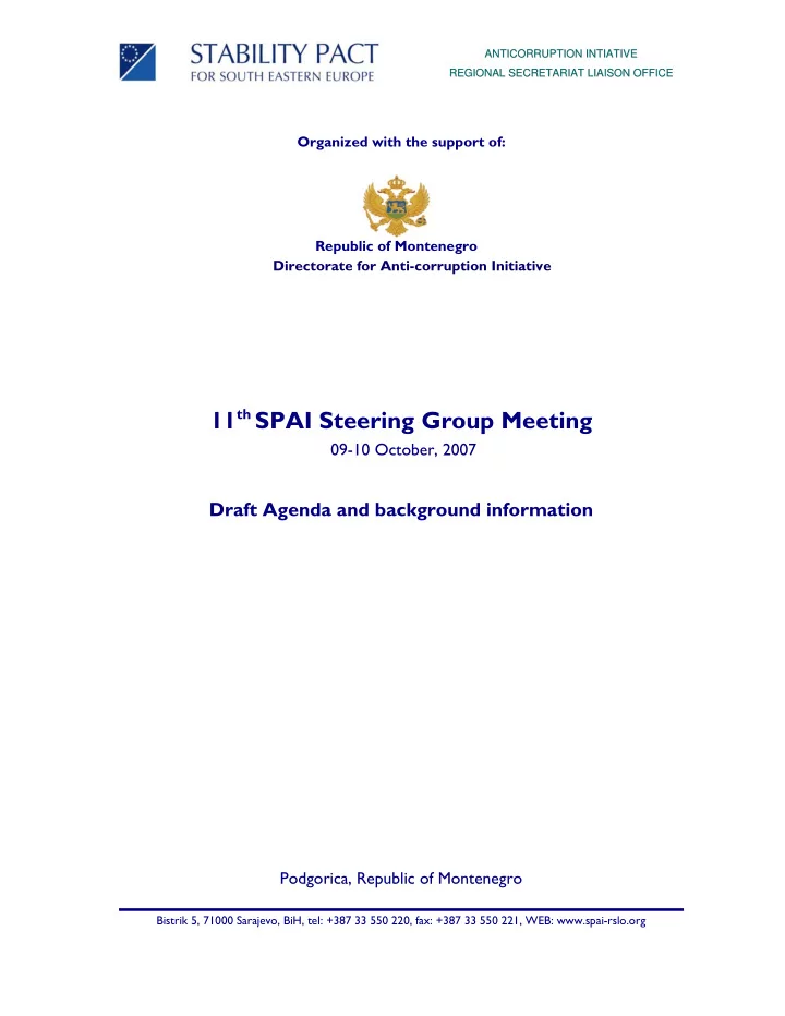 11 th spai steering group meeting