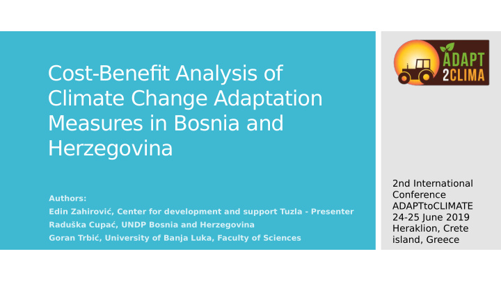 cost benefjt analysis of climate change adaptation
