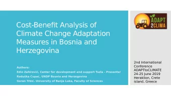 Cost-Benefjt Analysis of  Climate Change Adaptation  Measures in Bosnia and  Herzegovina  2nd