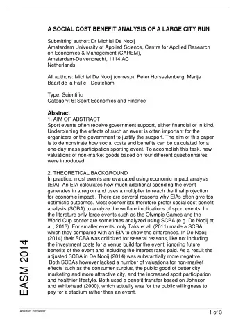 EASM 2014  the investment costs for a venue build for the event, ignoring future  benefits of the