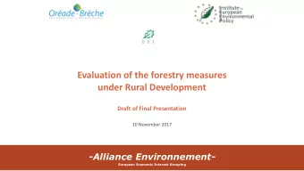 under Rural Development  Draft of Final Presentation  10 November 2017  -Alliance Environnement-