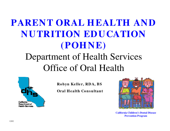 parent oral health and nutrition education pohne