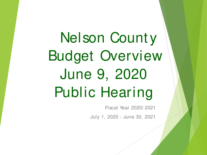 nelson county budget overview june 9 2020 public hearing