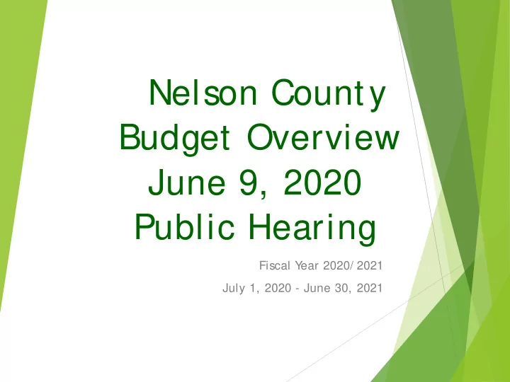 nelson county budget overview june 9 2020 public hearing