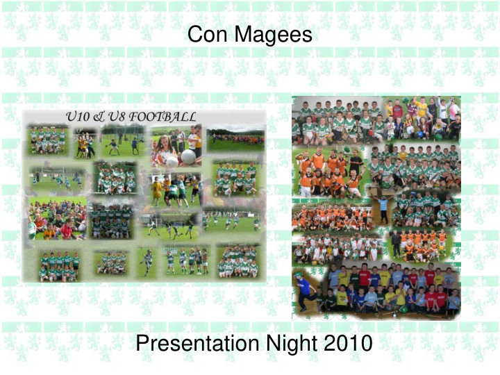con magees presentation night 2010 agenda