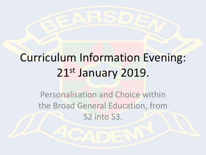 curriculum information evening