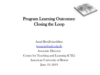Program  Program Learning  Learning Outcomes:  Outcomes:  Closing  Closing the  the Lo  Loop  op