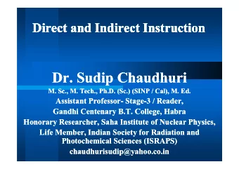 Dr. Sudip Chaudhuri  Dr. Sudip Chaudhuri  Dr. Sudip Chaudhuri  Dr. Sudip Chaudhuri  M. Sc., M.