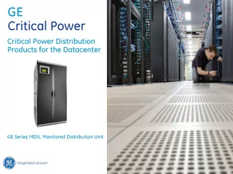 GE  Critical Power  Critical Power Distribution  Products for the Datacenter  UL Listed Version  GE