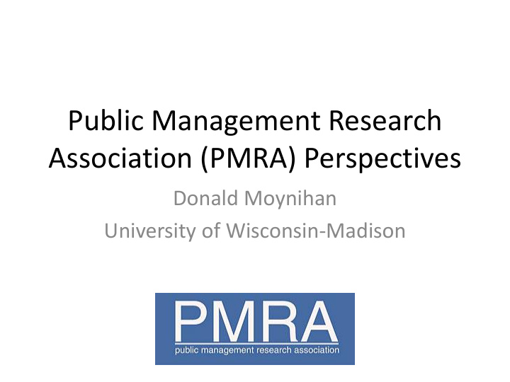 association pmra perspectives