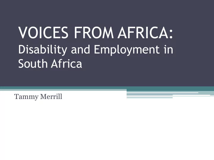 voices from africa